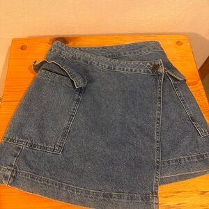 Blue Rain by Francesca’s Denim Wrap Mini Skirt Small